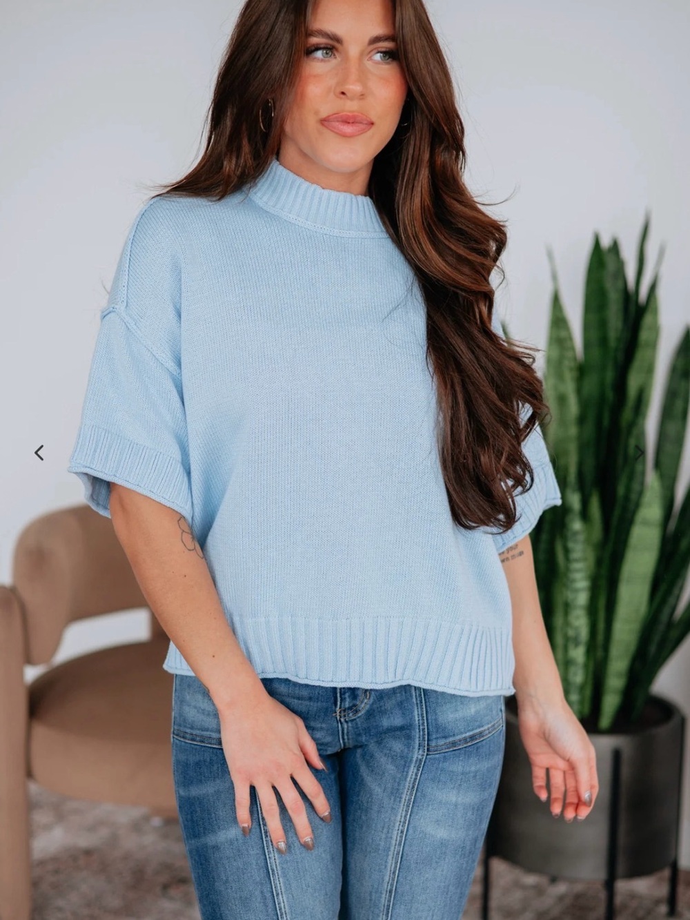 &merci Boutique Knit Oversized Mockneck in Baby Blue NWT Sz SM